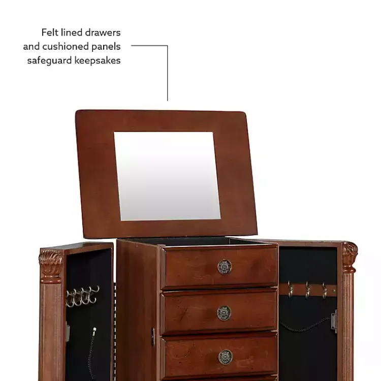 Dressers & Chests-Kirklands Home Cherry 5-Drawer Ollie Petite Jewelry Armoire Brown