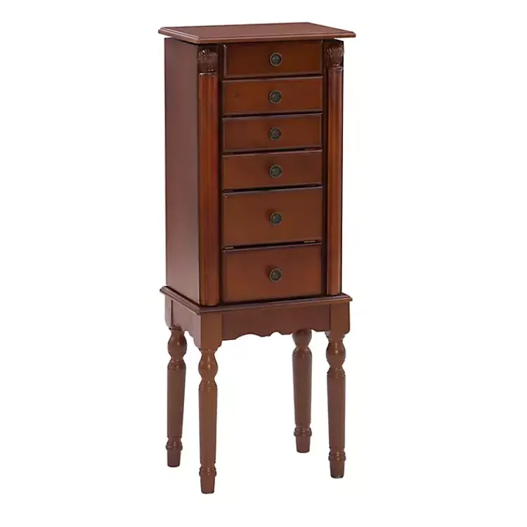 Dressers & Chests-Kirklands Home Cherry 5-Drawer Ollie Petite Jewelry Armoire Brown